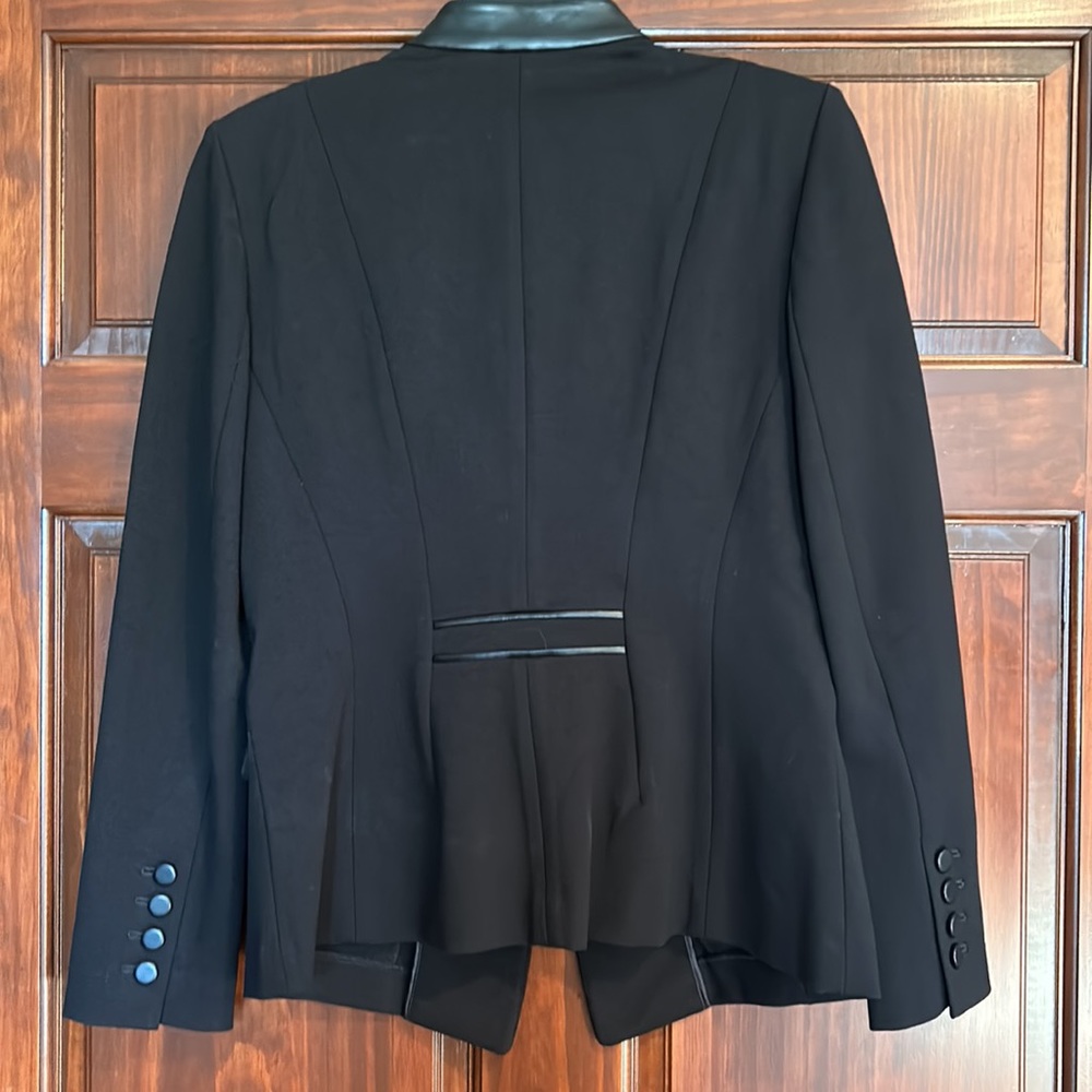 White House Black Market women’s black blazer with faux leather details - Picture 6 of 8